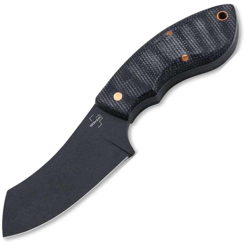 Boker Plus VoxKnives Rhino Fixed Blade - 3" Black Blade Black Micarta Handle Cyclaire Knives and Tools