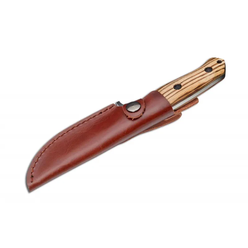 Boker Zebra Drop Fixed Blade Knife - 4.33" 440A Blade Zebrawood Handle Cyclaire Knives and Tools