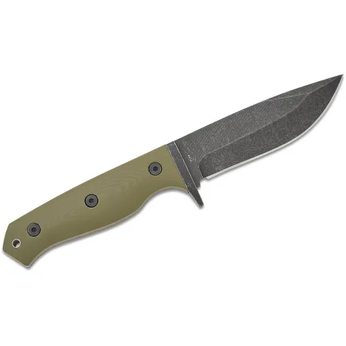 Boker Bushcraft Drop Fixed Blade Knife - 4.25" 440A Black Blade OD Green G10 Handle
