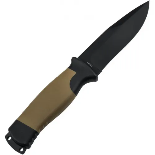 Boker Plus Desertman Fixed Blade Knife - 4.5" Black Titanium Coated Blade Black and Tan Handle