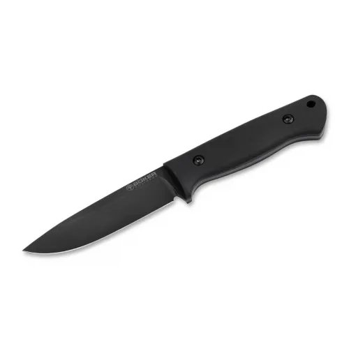 Boker DBK Bushfriend 2000 All Black Fixed Blade Knife - 4.33" 80CrV2 Blade Black Richlite Handle