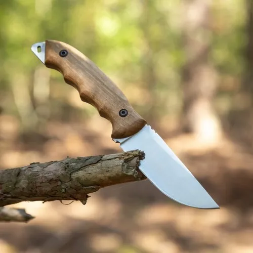 BPS Knives HK4D2SH Fixed Blade Knife - 3.93" D2 Carbon Steel Blade Leather Sheath