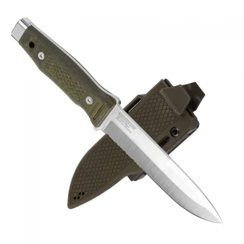 BPS Knives Kharakternyk Fixed Blade Knife - 5.71" D2 Steel Blade OD Green Micarta Handle