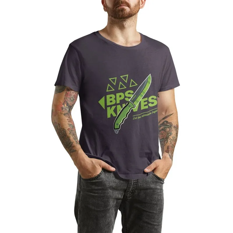 BPS Knives Dark Gray T-Shirt "BPS Knives" Large Cyclaire Knives and Tools
