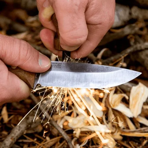 BPS Knives Bushmate CSHF Fixed Blade Knife - 4" 1066 Carbon Steel Blade Leather Sheath Firesteel