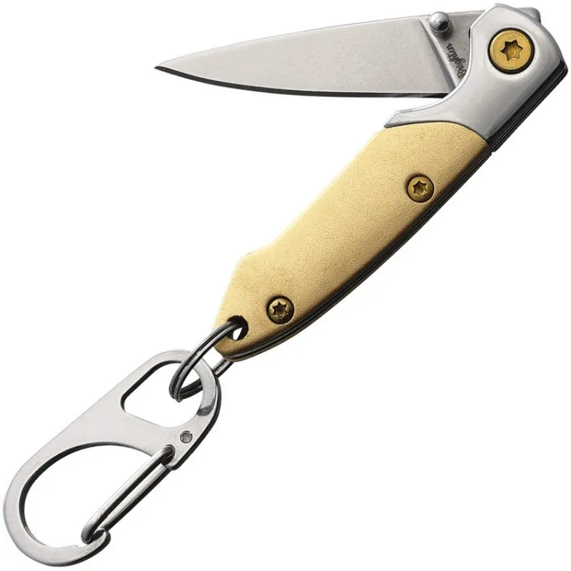 Brighten Blades Not So Heavy Metal Gold Keychain Knife - 2.5" Stainless Steel Blade Cyclaire Knives and Tools