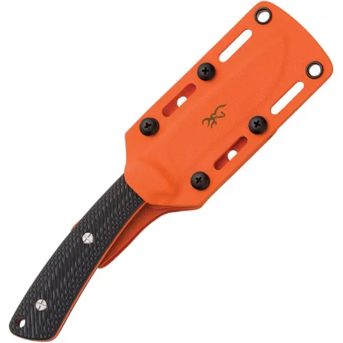 Browning Back Country Fixed Blade Knife - 3.5" Orange Ceramic Coated D2 Steel Black G10 Handle