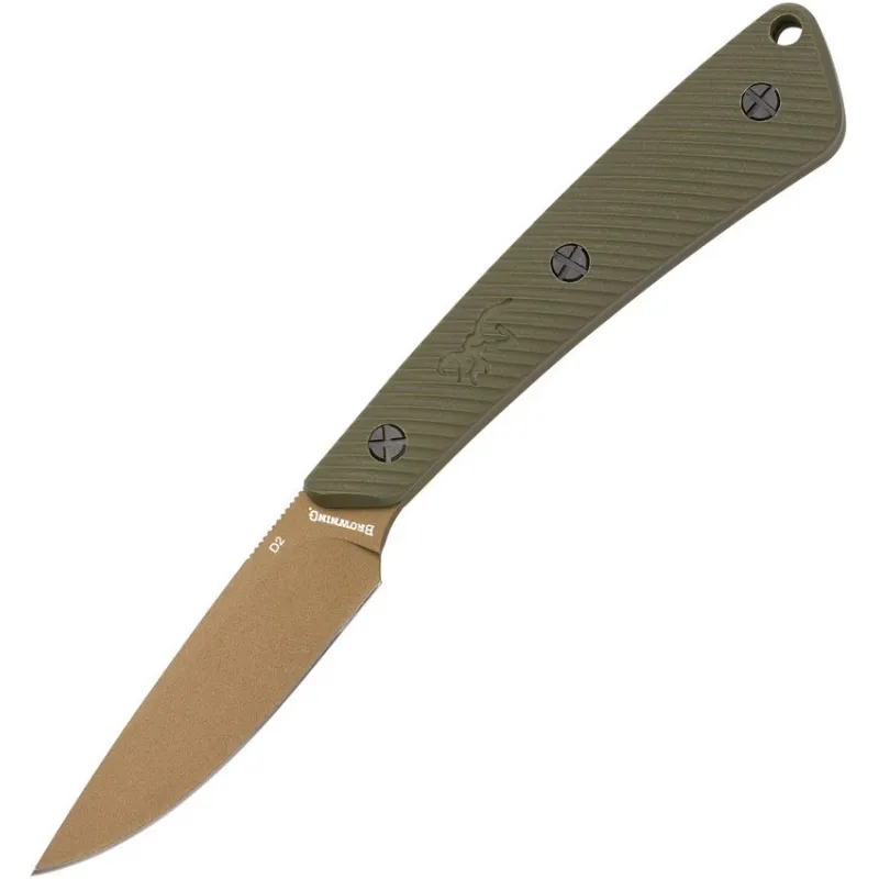 Browning Back Country Micro Knife - 2.75" Bronze Ceramic Coated Blade OD Green G10 Handle Kydex Sheath Cyclaire Knives and Tools