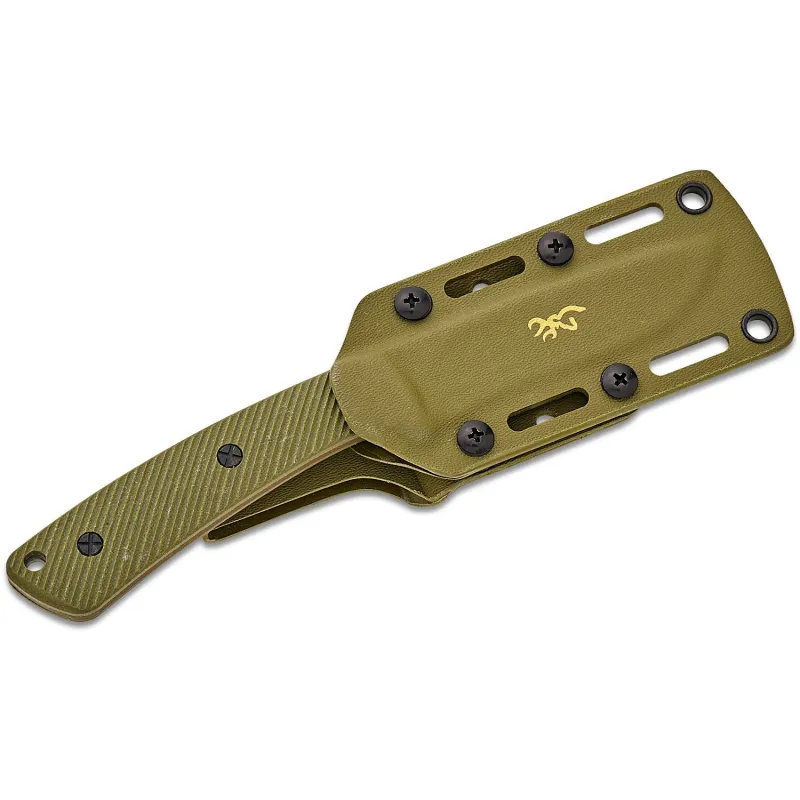 Browning Back Country Medium Fixed Blade Knife - 3.5" D2 Bronze Ceramic Coated Blade OD Green Handle Cyclaire Knives and Tools