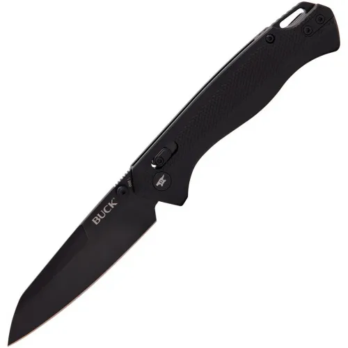 Buck Ferrox Crossbar Lock Folding Knife - 3.25" D2 Tool Steel Reverse Tanto Blade Black Aluminum Handle