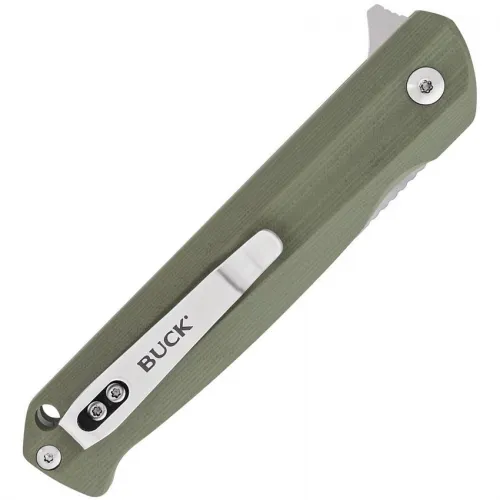 Buck Langford Linerlock Folding Knife - 3.38" Stainless Steel Blade Green G10 Handle