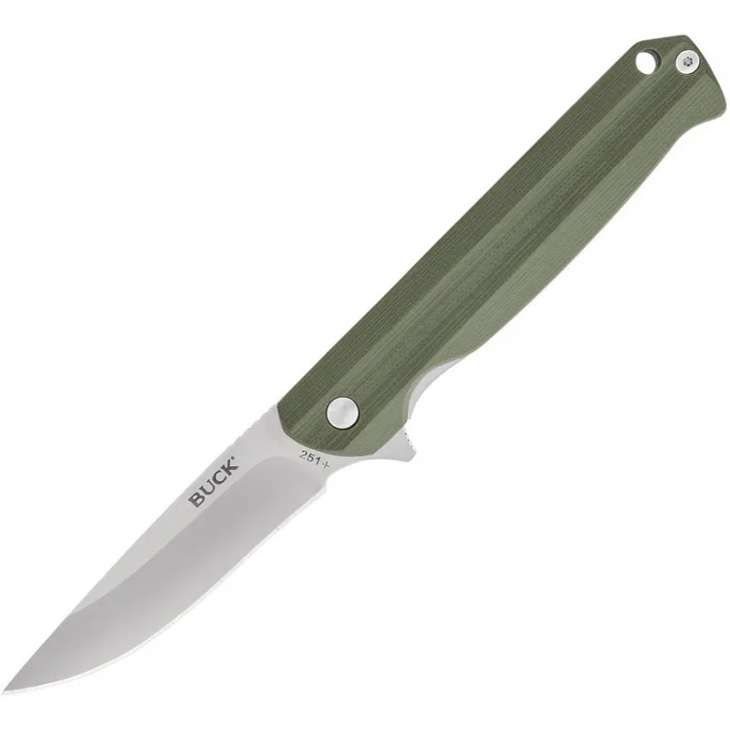 Buck Langford Linerlock Folding Knife - 3.38" Stainless Steel Blade Green G10 Handle Cyclaire Knives and Tools