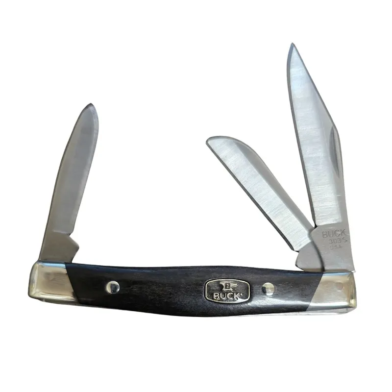 Buck Cadet 3 Blade UK EDC Folding Knife - 2.6" CP, 1.9" Sheepsfoot and 1.78" Spey Blades Ebony Wood Handle Cyclaire Knives and Tools