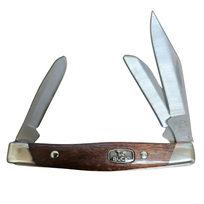 Buck Cadet 3 Blade UK EDC Folding Knife - 2.6" CP, 1.9" Sheepsfoot and 1.78" Spey Blades Granadillo Wood Handle Cyclaire Knives and Tools