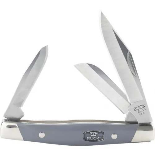 Buck Cadet 3 Blade UK EDC Folding Knife - 2.6" CP, 1.9" Sheepsfoot and 1.78" Spey Blades Grey Handle