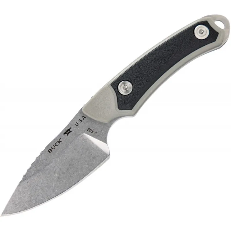 Buck 662 Alpha Scout Fixed Blade Knife - 2.88" Stonewash 420HC Stainless Steel Blade Grey and Black Handle Cyclaire Knives and Tools
