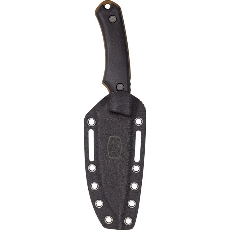 Buck Alpha Guide Backcountry Fixed Blade Knife - 4.38" Tan 420HC Blade Black VersaFlex Rubber Nylon Handle Cyclaire Knives and Tools