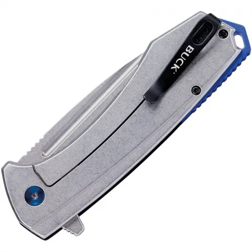 Buck Ruckus Frame Lock Folding Knife - 3.5" D2 Stonewashed DP Blade Black Aluminum and Steel Handle
