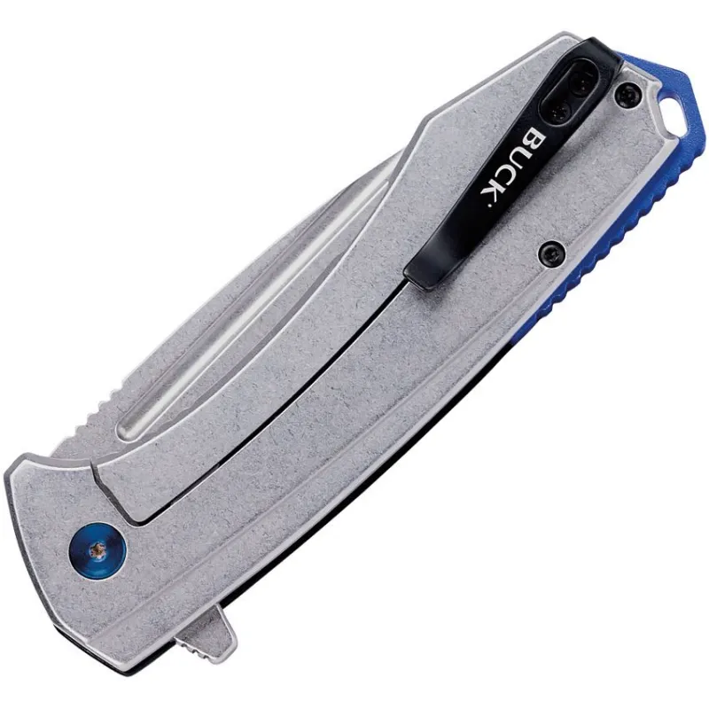 Buck Ruckus Frame Lock Folding Knife - 3.5" D2 Stonewashed DP Blade Black Aluminum and Steel Handle Cyclaire Knives and Tools