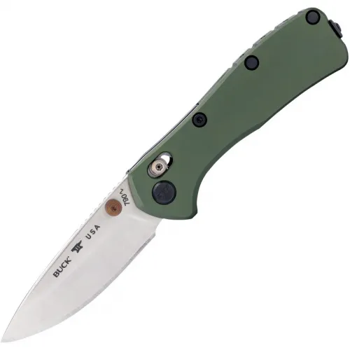 Buck Mini Range Elite Crossbar Lock Folding Knife - 2.625" CPM-MagnaCut Blade Green Aluminum Handle