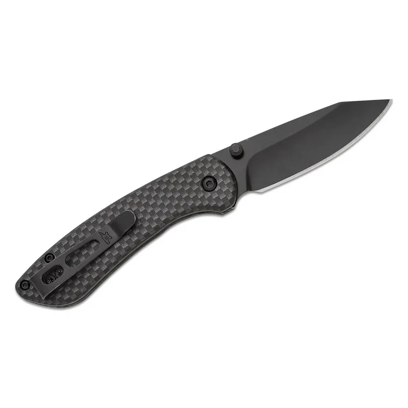 Buck 743 Mini Sovereign Folding Knife - 2.625" Black TiNi Modified CP Blade Carbon Fiber Handle Cyclaire Knives and Tools