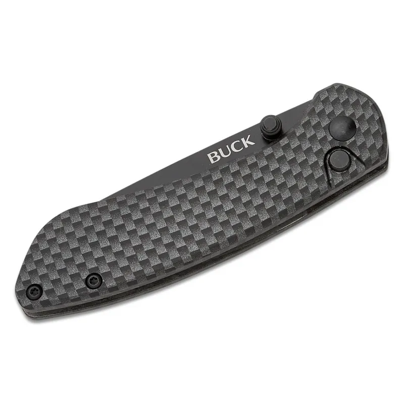 Buck 743 Mini Sovereign Folding Knife - 2.625" Black TiNi Modified CP Blade Carbon Fiber Handle Cyclaire Knives and Tools
