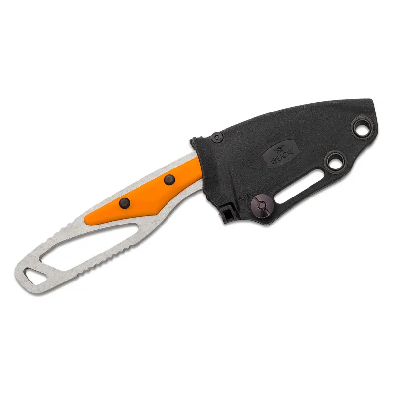 Buck PakLite Hide Select Fixed Blade - 2.75" DP Blade Skeletonized Steel Handle Orange Slabs Cyclaire Knives and Tools