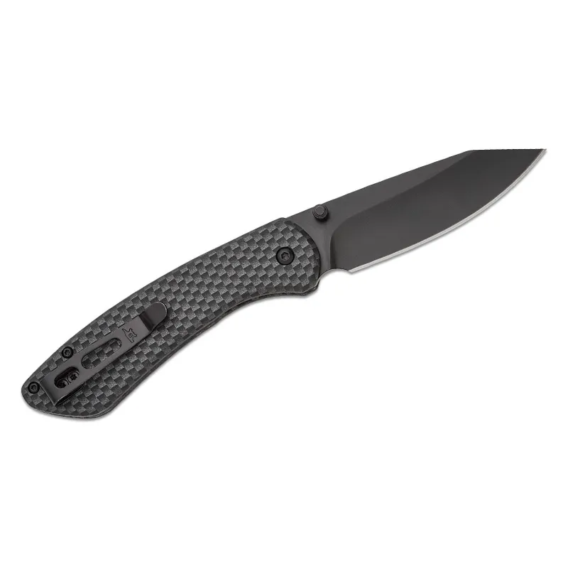 Buck 744 Sovereign Button Lock Folding Knife - 3.22" Black TiNi CP Blade Carbon Fiber Handle Cyclaire Knives and Tools
