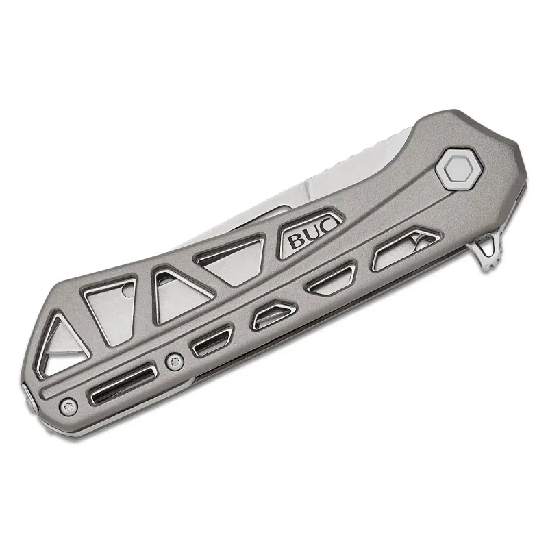 Buck 811 Trace Ops Folding Knife - 3.23" Reverse Tanto Blade Skeletonized Gray Aluminum Handle Cyclaire Knives and Tools