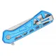 Buck 812 Trace Folding Knife - 3.23" Stonewashed Combo DP Blade Skeletonized Blue Aluminum Handle Cyclaire Knives and Tools