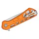 Buck 812 Trace Folding Knife - 3.23" Stonewashed Combo DP Blade Skeletonized Orange Aluminum Handle Cyclaire Knives and Tools