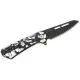 Buck 813 Trace Mini Ops Folding Knife - 2.43" Black Reverse Tanto Blade Skeletonized Black and White Camo Aluminum Handle Cyclaire Knives and Tools