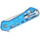 Buck 814 Mini Trace Folding Knife - 2.43" Stonewashed Combo DP Blade Skeletonized Blue Aluminum Handle Cyclaire Knives and Tools