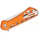Buck 814 Mini Trace Folding Knife - 2.43" Stonewashed Combo DP Blade Skeletonized Orange Aluminum Handle Cyclaire Knives and Tools