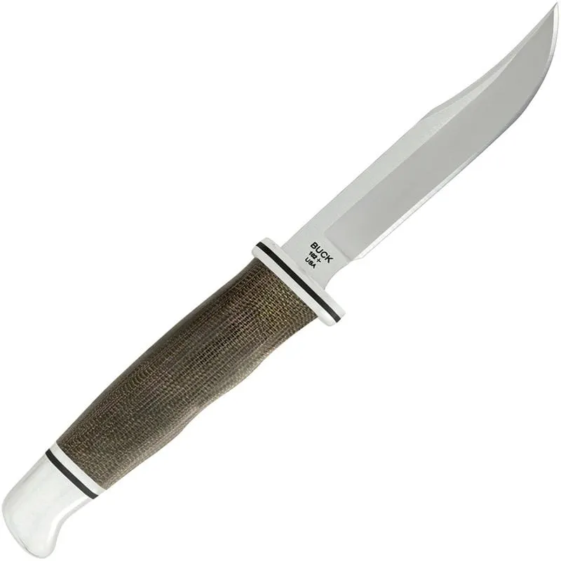 Buck 102 Woodsman Pro Fixed Blade Knife Green Micarta Handle Cyclaire Knives and Tools