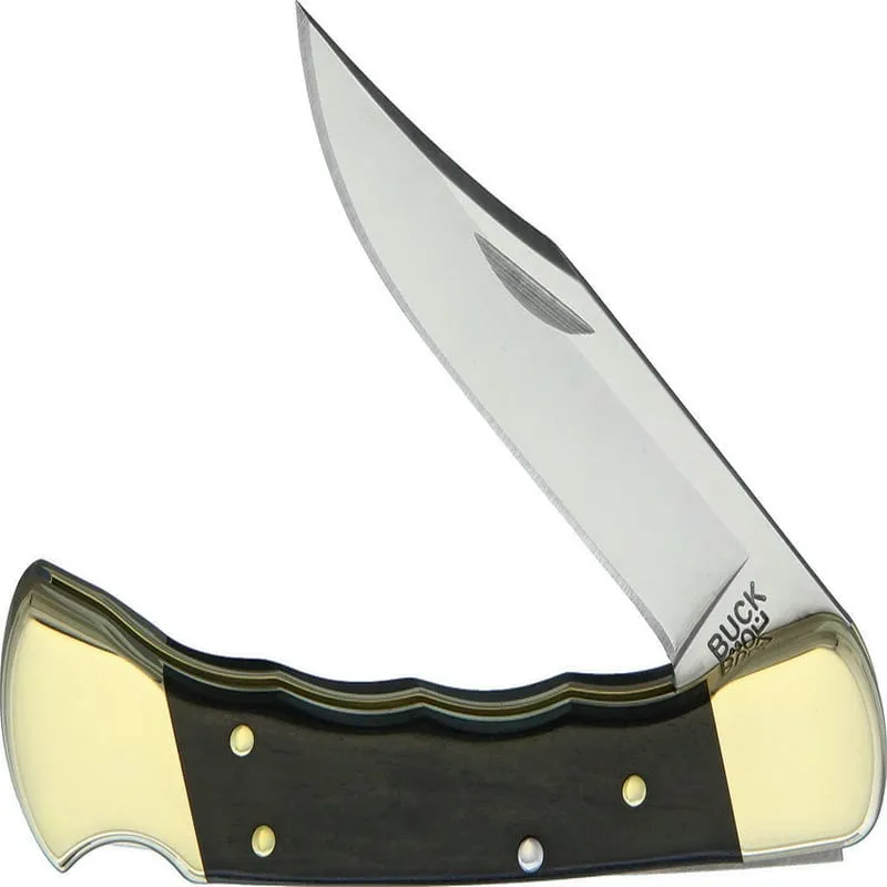 Buck 110 Folding Hunter Finger Grooved Edition - 3.75" Blade Ebony Wood Handle Black Leather Sheath Cyclaire Knives and Tools