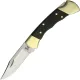Buck 112 Ranger Finger Grooved Folding Hunter - 3" Blade Ebony Wood Handle Brass Bolsters  Cyclaire Knives and Tools