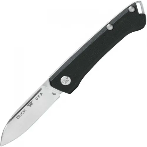 Buck 250 Saunter Drop Point UK EDC Folding Knife Black Canvas Micarta Handle