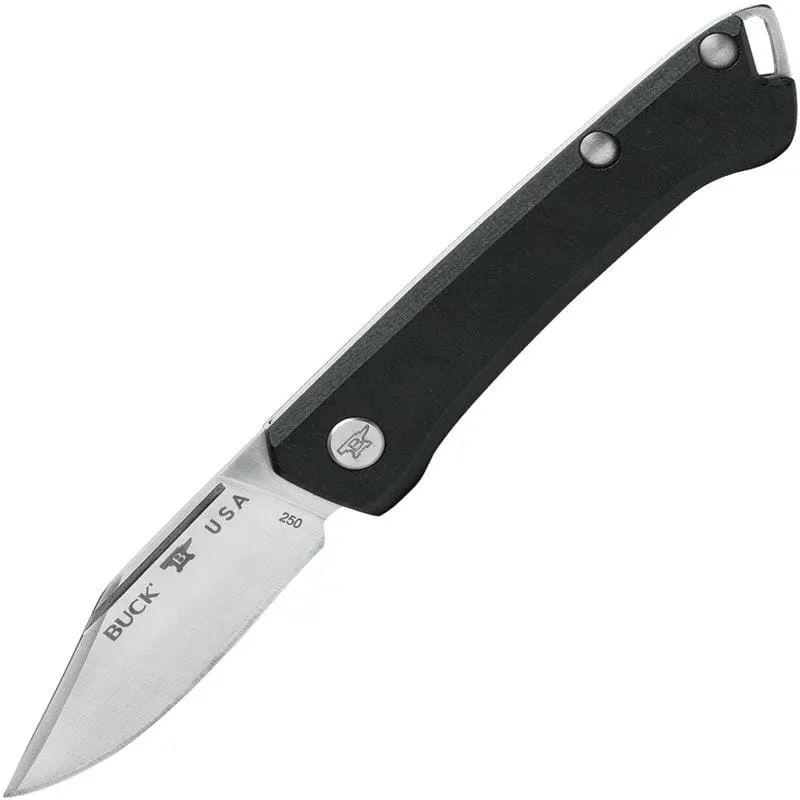 Buck 250 Saunter Clip Point UK EDC Folding Knife Black Canvas Micarta Handle Cyclaire Knives and Tools