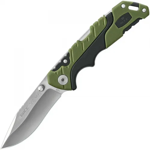 Buck 661 Small Pursuit Folding Knife Green GRN and Rubber Handle
