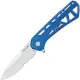 Buck 812 Trace Folding Knife - 3.23" Stonewashed Combo DP Blade Skeletonized Blue Aluminum Handle Cyclaire Knives and Tools