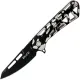 Buck 813 Trace Mini Ops Folding Knife - 2.43" Black Reverse Tanto Blade Skeletonized Black and White Camo Aluminum Handle Cyclaire Knives and Tools