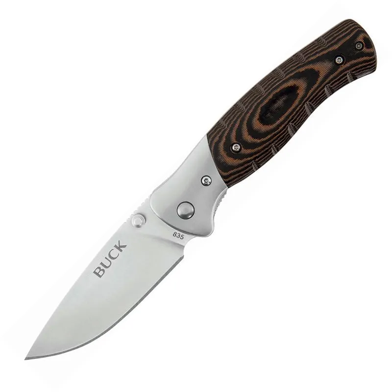Buck 835 Small Folding Selkirk Knife Micarta Handle Cyclaire Knives and Tools