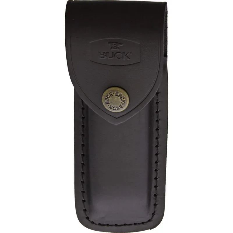 Buck 110 Folding Hunter Finger Grooved Edition - 3.75" Blade Ebony Wood Handle Black Leather Sheath Cyclaire Knives and Tools