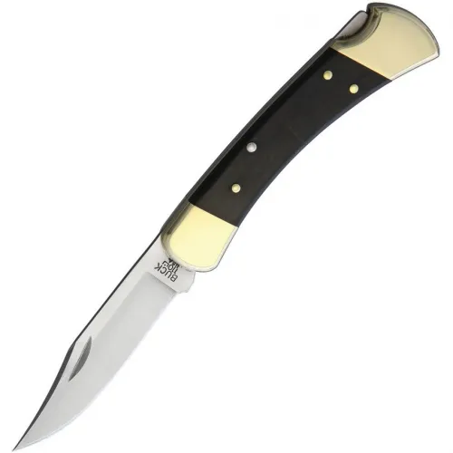 Buck 110 Folding Hunter - 3.75" Stainless Steel Blade Ebony Handle Black Leather Sheath