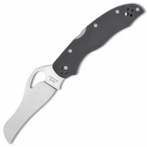 Byrd Knives Gooney Lockback Folding Knife - 3.46" Satin Plain Blade Grey G10 Handle