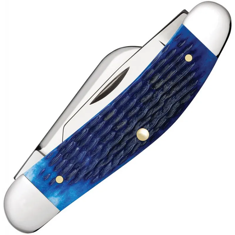 Case XX Sowbelly Corn Cob Blue UK EDC Pocket Knife - Triple Blade Blue Rogers Corn Cob Jigged Bone Handle Cyclaire Knives and Tools