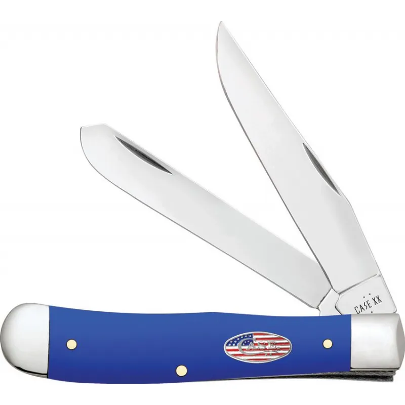 Case Trapper Royal Blue Folding Knife - Dual Blade Clip and Spey Cyclaire Knives and Tools