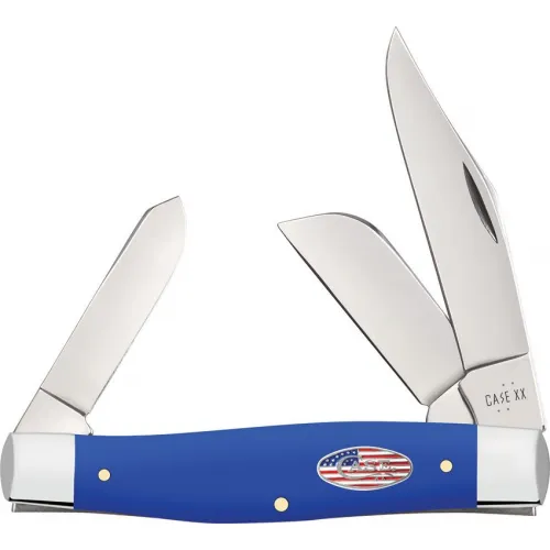Case Large Stockman Royal Blue Folding Knife - Three Blades Clip Sheepsfoot and Spey