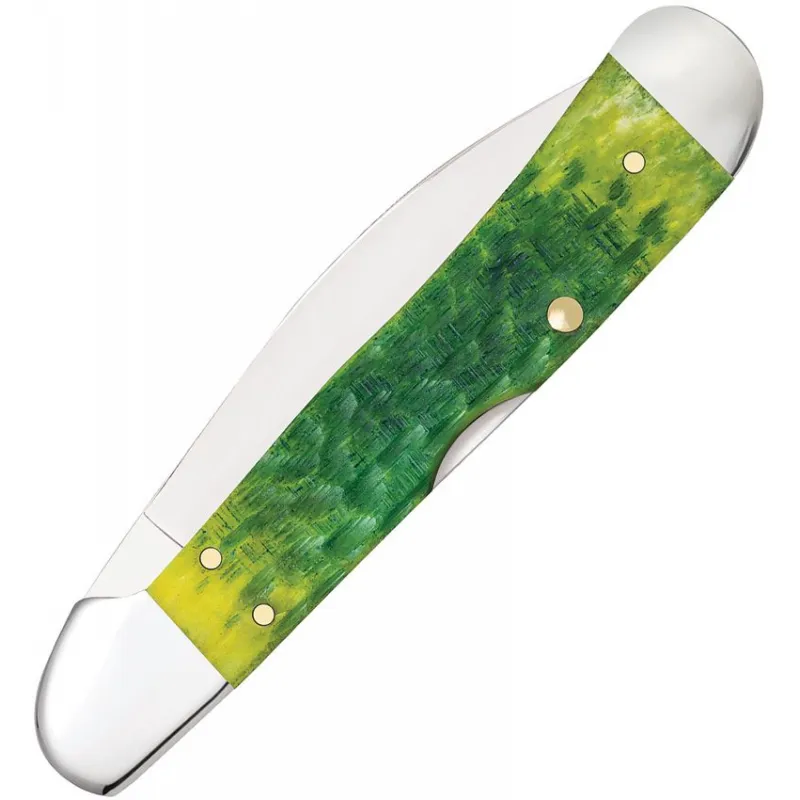 Case XX Copperlock Green Apple Pocket Knife - 3.25" Stianless Steel Green Apple Peach Seed Jigged Bone Handle Cyclaire Knives and Tools